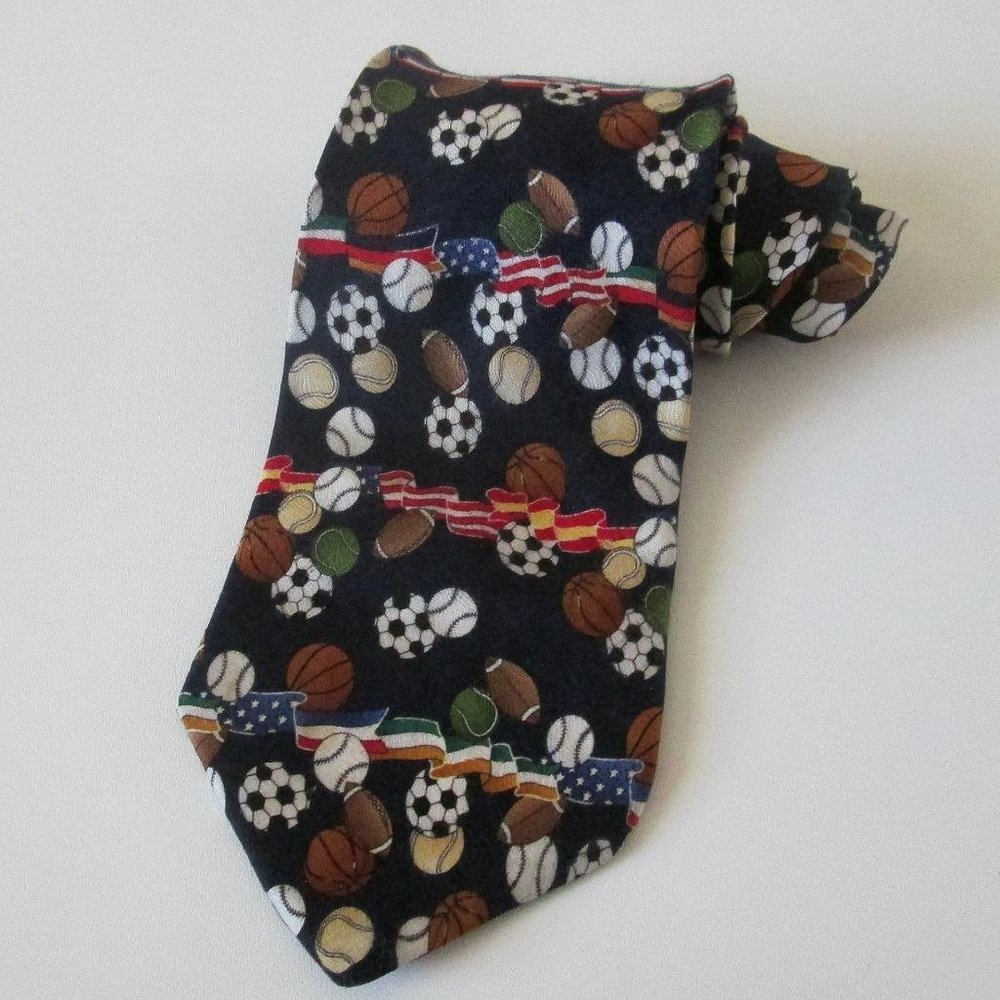Unicef Men's Tie Blue Silk Pastimes Soccer Football Baseball Necktie